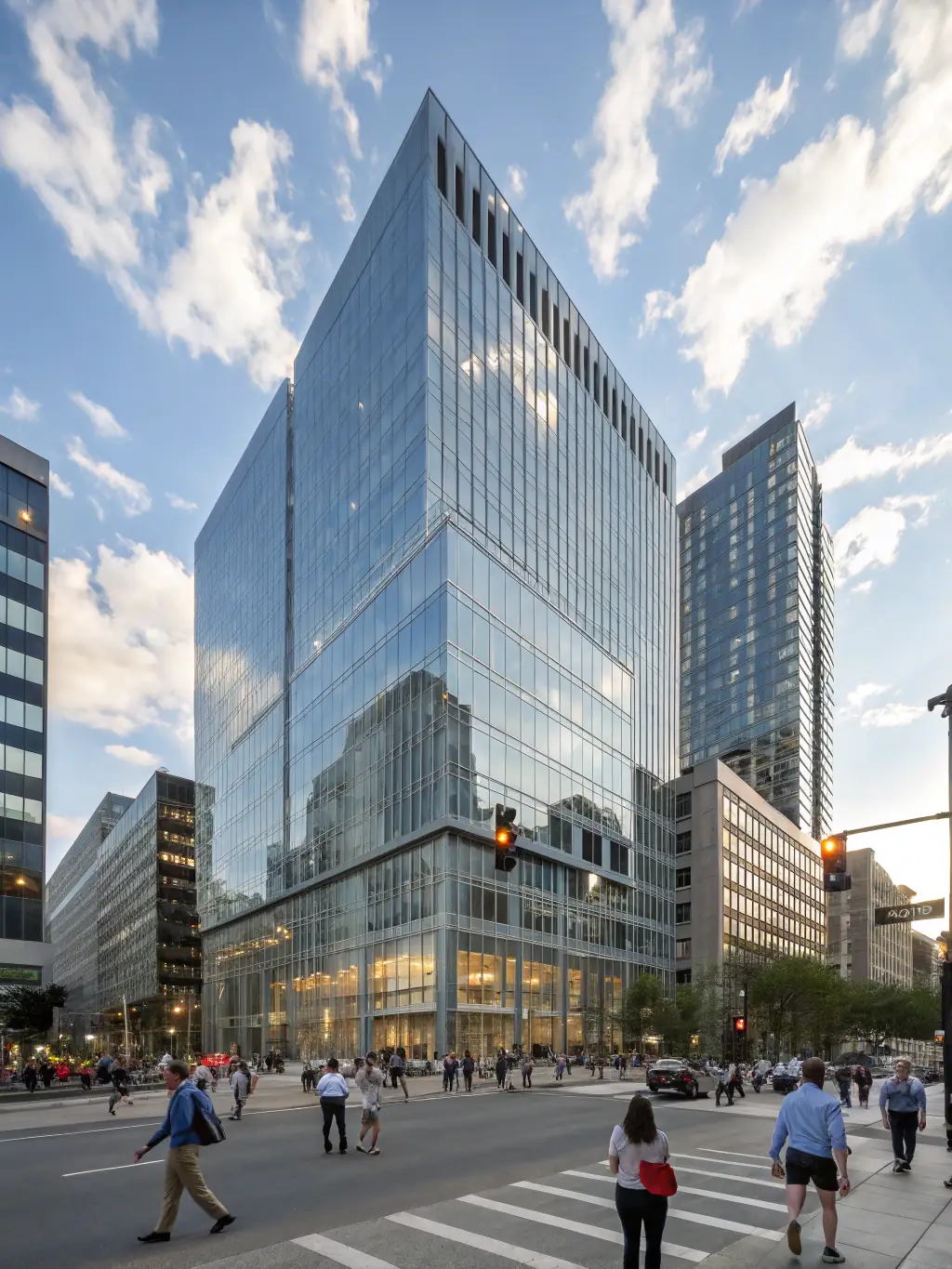A modern corporate office building, symbolizing a company seeking accreditation.