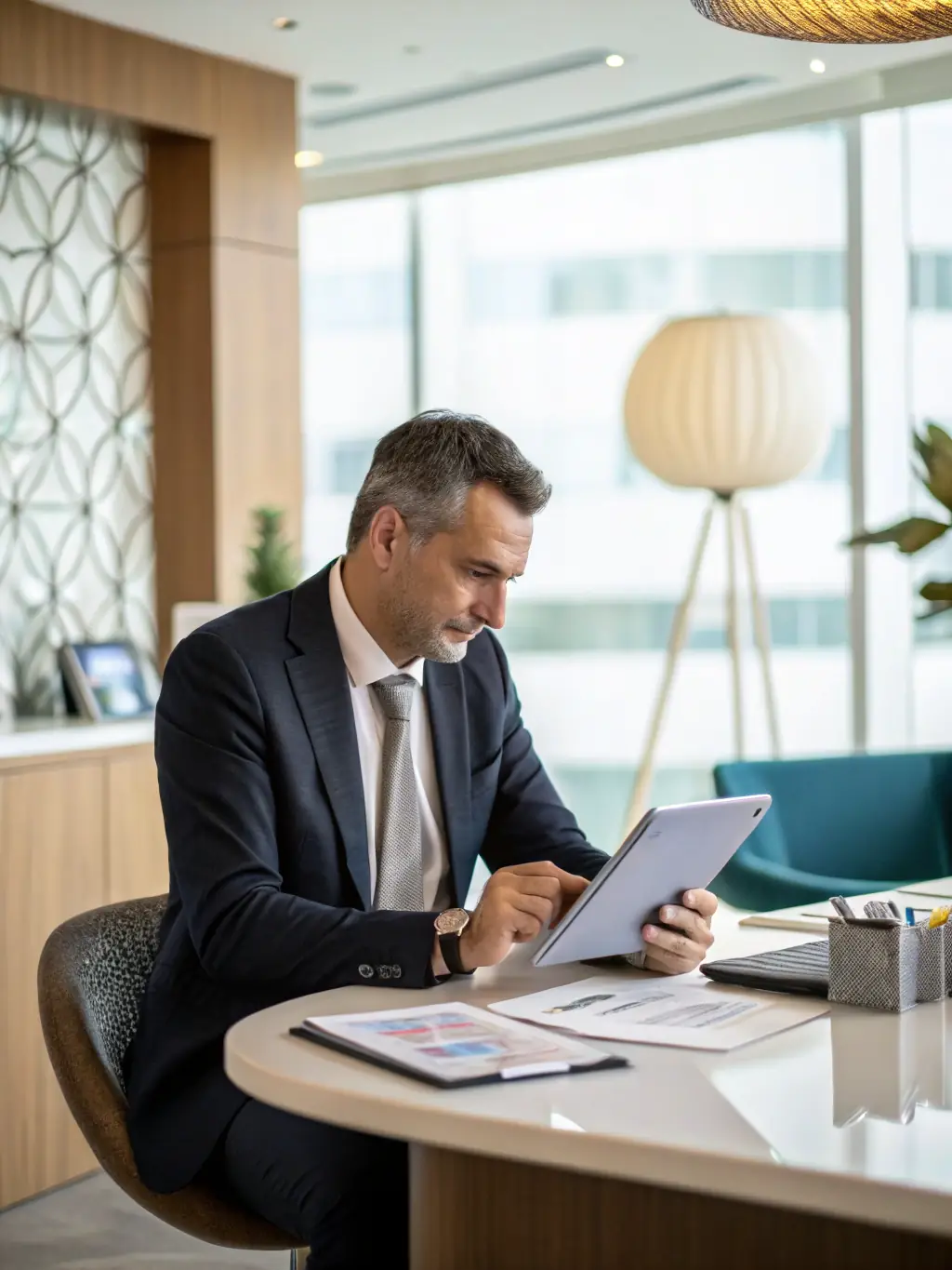 A professional photo of a person reviewing a detailed checklist on a tablet, with a focus on compliance and regulatory standards.