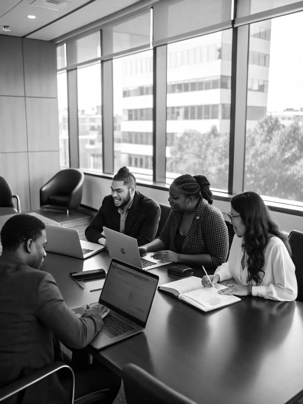 A diverse group of people collaborating around a table, representing an NGO seeking accreditation.