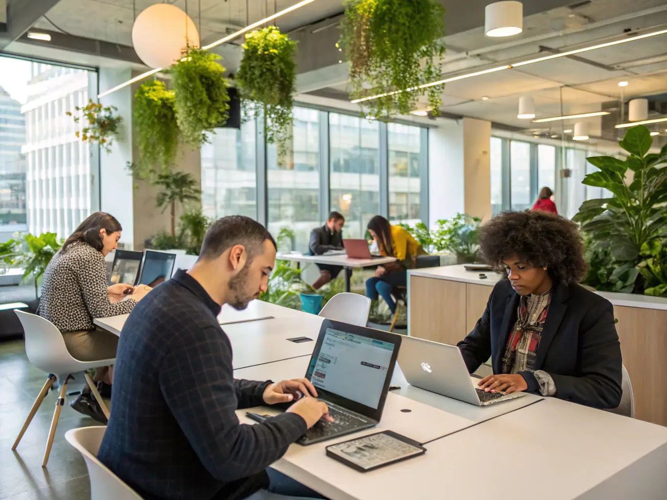 An image of a modern African business office with employees working diligently, showcasing the professional environment that accreditation aims to foster.